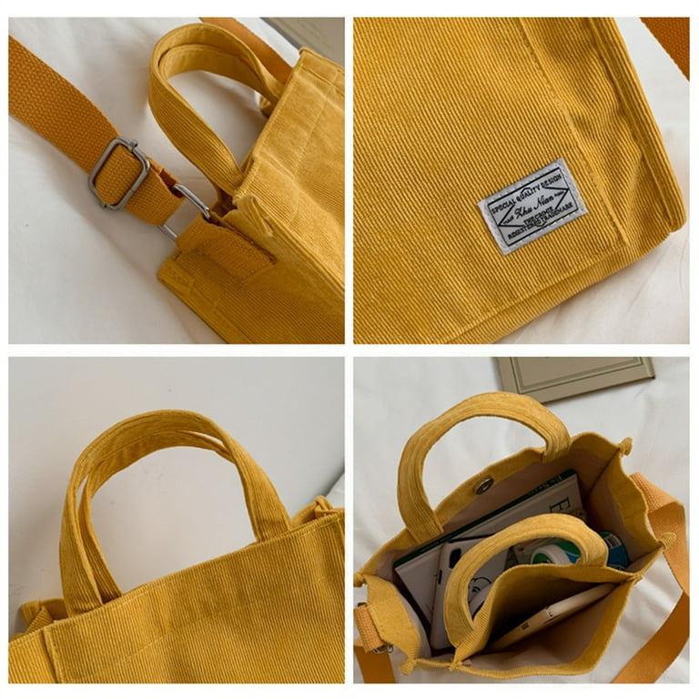 Retro Women Small Canvas Handbags Designer Lady Yellow Shoulder