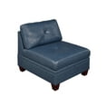 thumbnail image 5 of Genuine Leather Ink Blue Tufted 6pc Sectional Set 2x Corner Wedge 2x Armless Chair 2x Ottomans Living Room Furniture Sofa Couch, 5 of 9