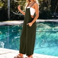 thumbnail image 4 of Women Casual Loose Wide Leg Jumpsuit Sleeveless Spaghetti Strap Romper with Pockets, 4 of 8