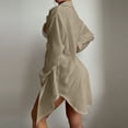 thumbnail image 3 of AKOEE Swimsuit Cover Up Shirt Dress for Women Long Sleeve Button Up Linen Blend Beach Bikini Coverups (S, Khaki), 3 of 6