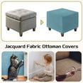 thumbnail image 6 of Ottoman Cover Square, Jacquard Ottoman Slipcover with Elastic Bottom for Living Room(Dark Blue, Middle Size), 6 of 7