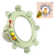 Bird Toys for Cage, Interactive Mirror with Rotating Sound Wheel, Colorful Chew Training Toy for Parakeets, Budgies, Cockatiels and Lovebirds