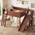 thumbnail image 2 of Jopath Full size Loft Bed with Storage Shelves and Wardrobe, Solid Wood Loft Beds with Detachable Slide and Ladders for Boys Girls Deep Natural, 2 of 9