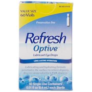 5 Pack - Refresh Optive Lubricant Eye Drops Single-Use Vials 60 Each