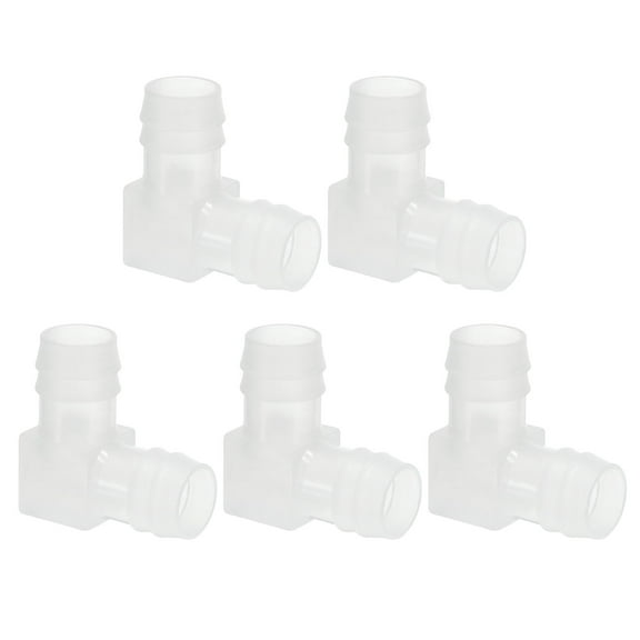 Uxcell 5/8" Plastic Hose Barb 90 Degree Elbow 5 Pack Barb Fittings 2 Way Equal Barbed Joint Splicer Mender Adapter Union Adapter