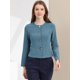 thumbnail image 3 of Chaqueta de Mujer Allegra K con Botones Cortos y Ligeros Vintage de Otoño Azul gris L, 3 of 6