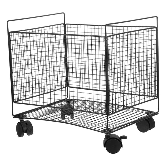 CRILSTYLEO Black Laundry Basket Hamper with Wheels, Medium Iron Organizer