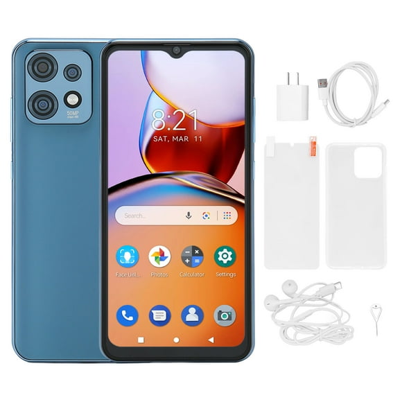 X40 Pro 6.53 Inch Mobile Phone 8GB RAM 128GB ROM 4G 5GWifi Unlocked Smartphone for Android 12 100?240V Blue