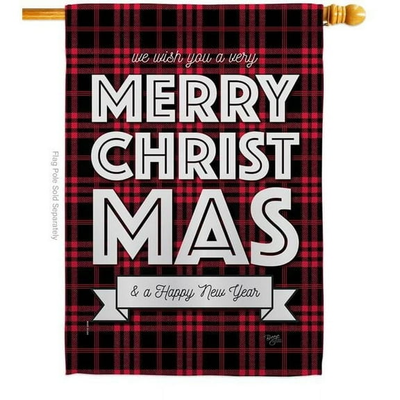 Breeze Decor H114224-BO Buffalo Plaid Christmas House Flag Winter 28 x 40 in. Double-Sided Decorative Vertical Flags for Decoration Banner Garden Yard Gift