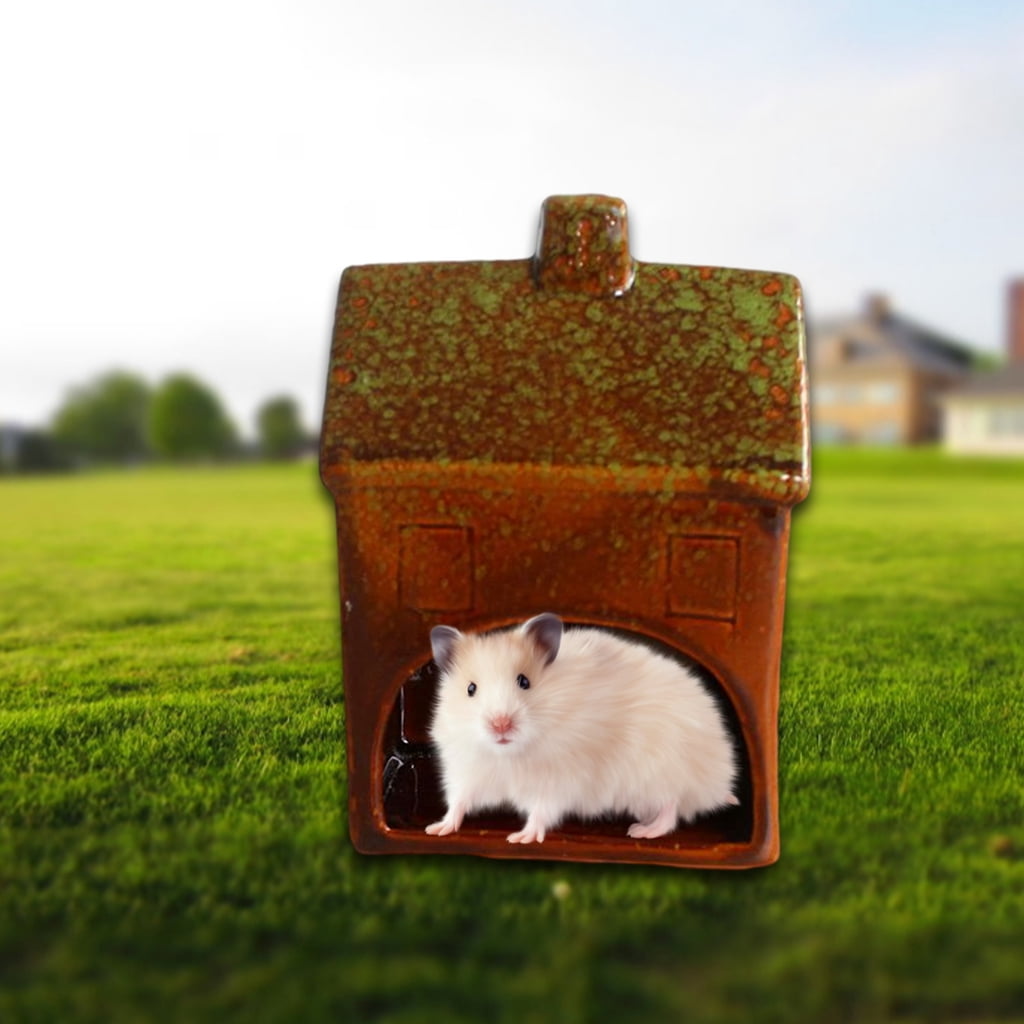 Animal Ceramic Hamster House, Shape Hamster Hideout House Animal Chinchilla Sleeping Bed Pet Supplies for Dwarf Hamsters and Gerbils