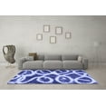 thumbnail image 3 of Ahgly Company Machine Washable Indoor Round Abstract Blue Modern Area Rugs, 3' Round, 3 of 4