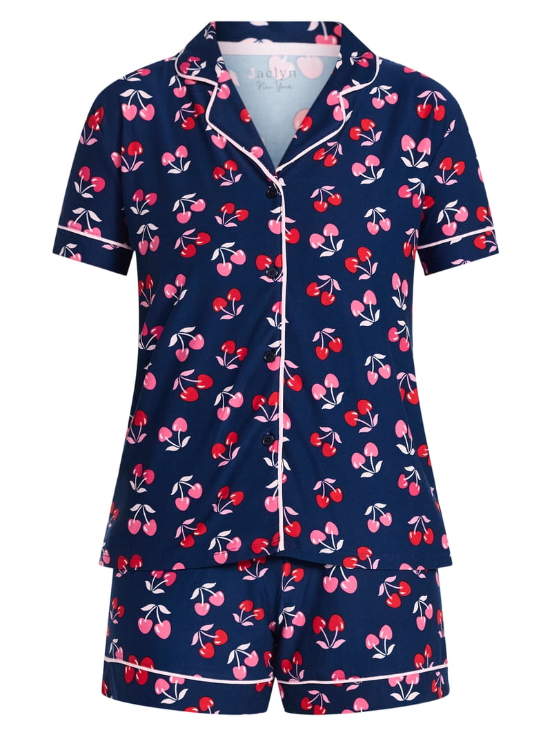 Jaclyn Women's Valentine's Day Notch Collar Top and Shorts Pajama