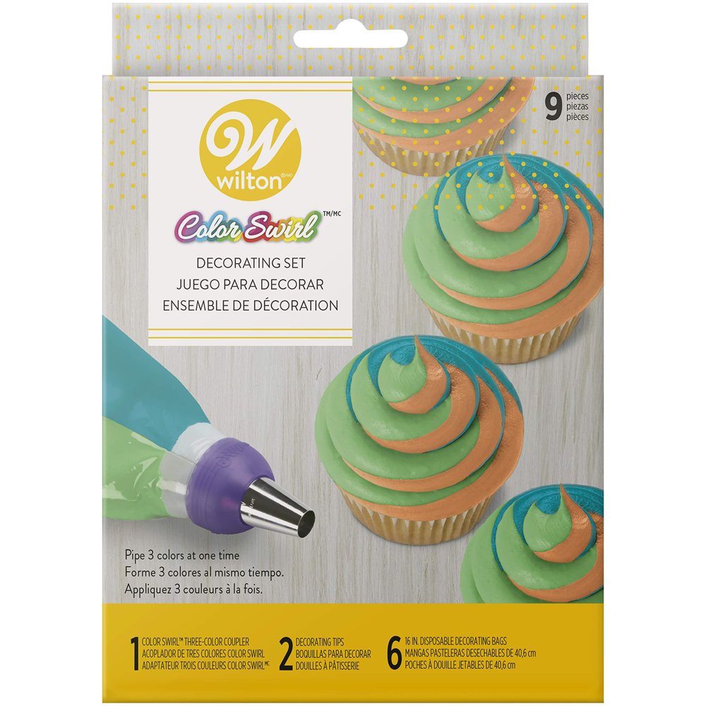 Wilton Color Swirl, 3Color Piping Bag Coupler, 9Piece Cake Decorating