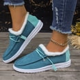 thumbnail image 2 of IEMIEMIEM Womens Loafers Short Boot Winter Warm Snow Boots Comfort Lined Lightweight Non-Slip Canvas Flat Ankle Outdoor Casual Lace up Plush Cozy Shoes 8.5 wide, 2 of 6