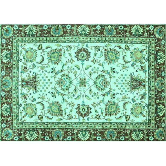 Ahgly Company Indoor Rectangle Abstract Turquoise Blue Modern Area Rugs, 8' x 10'
