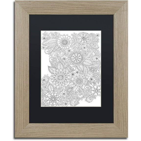 Trademark Fine Art "Botanical Doodles" Canvas Art by Hello Angel, Black Matte, Birch Frame