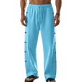 thumbnail image 3 of TANBOM Men's Wide-Leg Straight Casual Pants Drawstring Side Buttons Blue 1-Pack L, 3 of 4