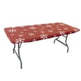 thumbnail image 5 of Waverly Inspirations Vinyl Tablecover With Flannel Backing, 6Ft Table, 72" x 30", Snowflake Red, 1 PK, 5 of 6