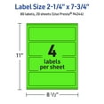 thumbnail image 6 of Avery Printable Rectangle Labels, Neon Green, 2.25" x 7.75", 80ct, 6 of 11