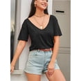 thumbnail image 4 of Women Large V-Neck Short Sleeve Bottoming Shirt, 4 of 6