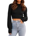 thumbnail image 1 of Jersey de punto para mujer, jersey sexy de corte corto con cuello redondo, sudadera de manga larga, jersey de punto elegante, 1 of 5
