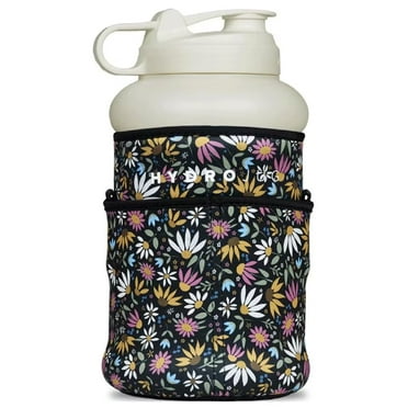 HydroJug Half Gallon Water Bottle 64oz Fleur Floral Pattern Sleeve