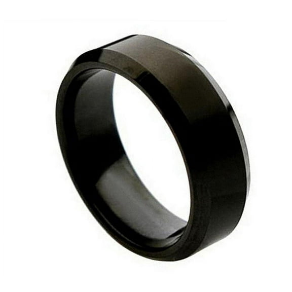 7mm Titanium Brushed Center Beveled Edge Wedding Band Ring For Men Or Ladies