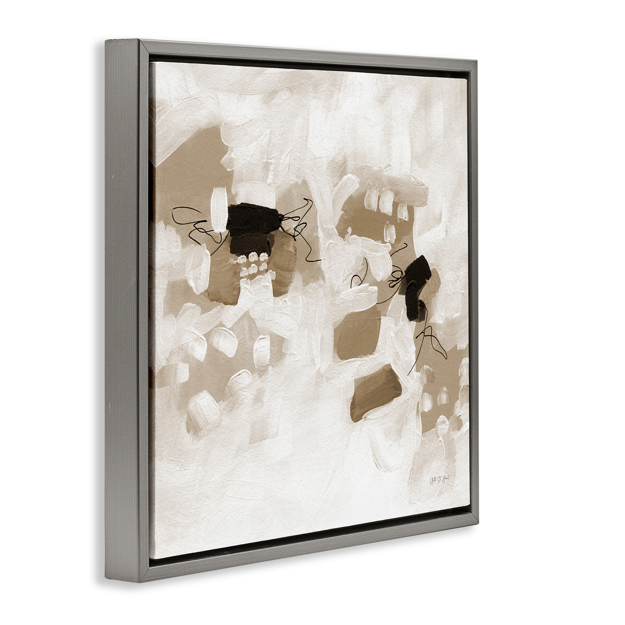 Stupell Industries Boho Classic Conservatory Abstract Painting Gray Floater Framed Canvas Art Print Wall Art, 18 x 18