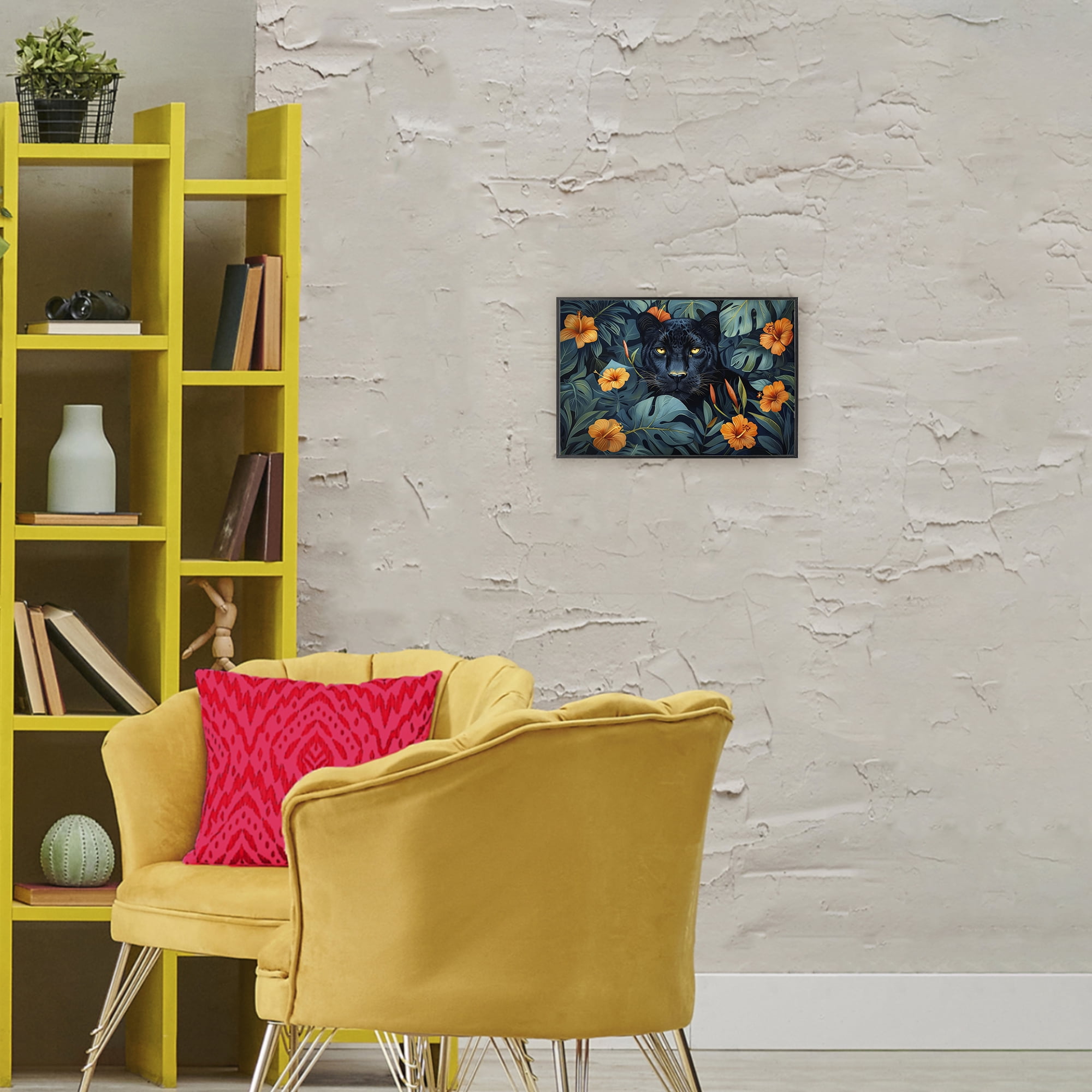 Stupell Industries Hiding Panther's Paradise Black Framed Giclee Art, design by Ray Powers