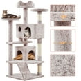 thumbnail image 4 of Yaheetech 53.9" H Cat Tree with Double Condos, Scratching Posts & Ramp, Brown/White, 4 of 7