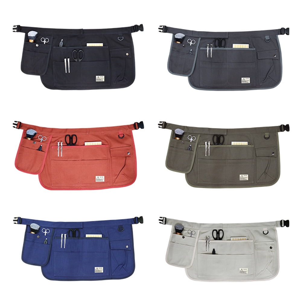 HUONA Half Apron Skirt Apron Canvas Apron Pocket Beauty Half length Apron Artisan Electrician Apron Wear Resistant Buckle Apron Dirty Proof Industrial Garden Tools Storage Gray