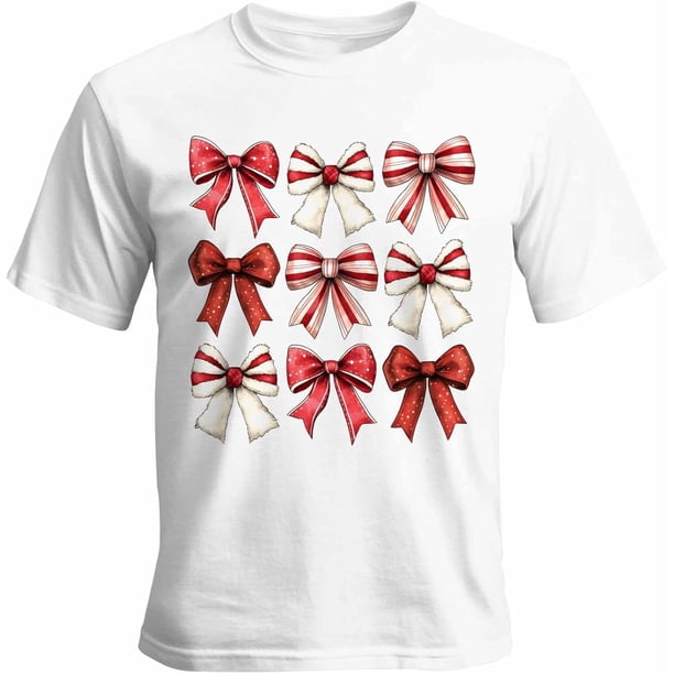 Camisetas para hombre con lazos navideños, camisetas casuales de manga corta para hombre, camisetas gráficas para adolescentes, niños y hombres