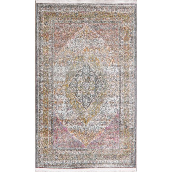 Turkish Oriental Distressed Ivory Area Rug Floral Carpet