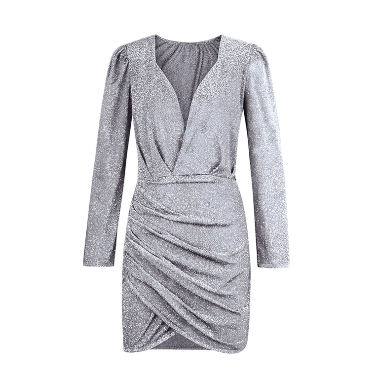 slim fit dress slacks Buddylove Adeline Sequin Wrap Dress - Prism