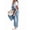 Blue, variant on Women Loose Adjustable Strap Denim Bib Overall Jeans Distressed Wide Leg Baggy Overalls Jumpsuit Blue XXL