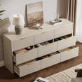thumbnail image 6 of Furniway 63” Fluted Large Beige Dresser with Golden Handles ,9 Drawer Double Dresser, Modern Chest of Drawers Wide Chest of Drawers for Bedroom, Living Room, Entryway and Closet, 6 of 7