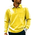 thumbnail image 4 of TBKOMH Mens Long Sleeve Polo Shirts Casual Button Collared T-Shirt Pullover Tee Performance Quick Dry Moisture Wicking Casual Collared Shirts Yellow XXXL, 4 of 9