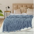 thumbnail image 2 of Pavilia Sherpa Blue Flannel Throw Blanket, 60” x 80”, 2 of 7