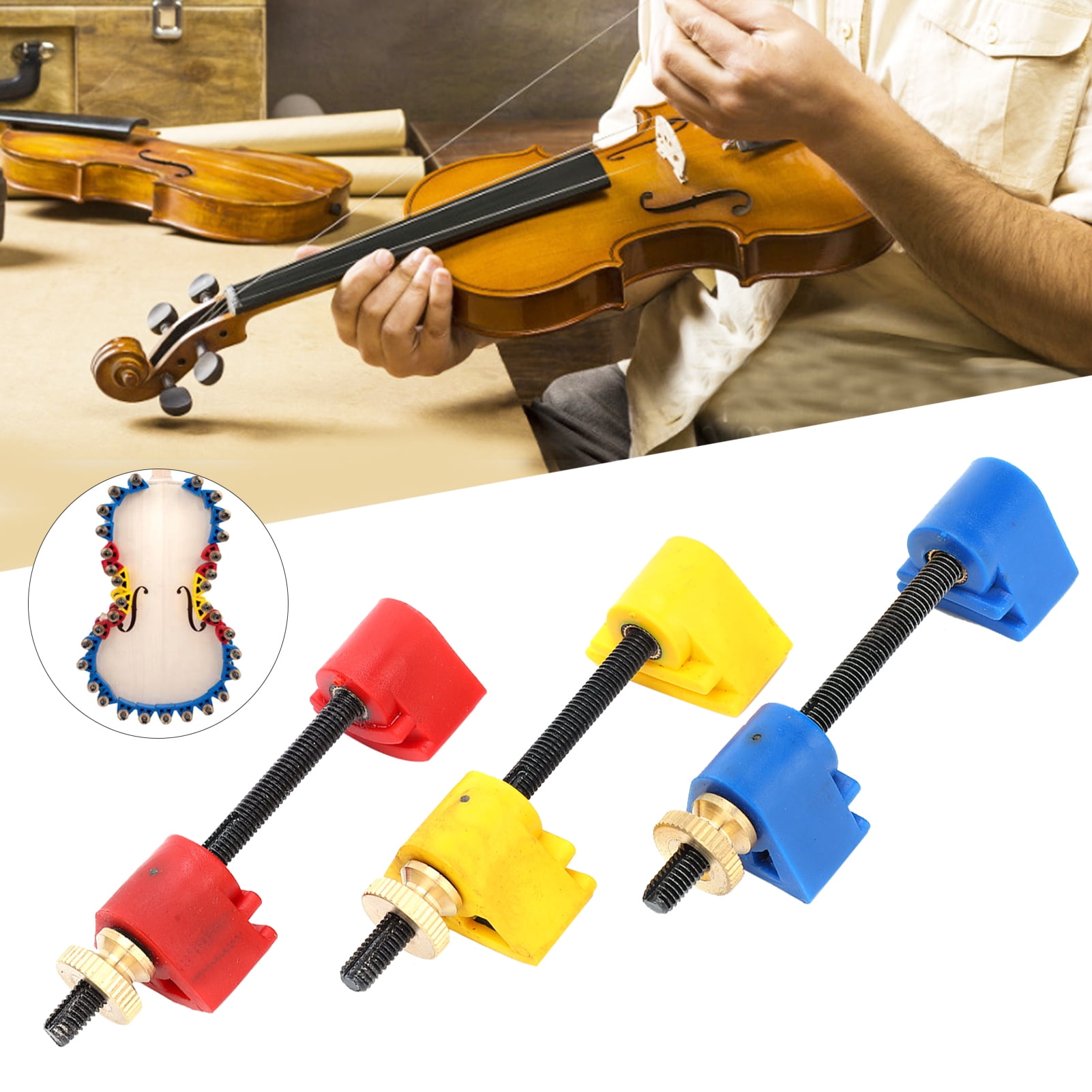 EZSPTO Violin Back Clamp,32Pcs Violin Clamp Professional Making