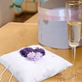 thumbnail image 2 of 20 * 20cm Cojín de almohada con anillo de bodas adornado Flor de perla Almohada con portador de anillo decorado (Taro y flor morada), 2 of 5
