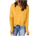 thumbnail image 3 of DDAPJ pyju Long Sleeve T-shirts for Women Solid Basic Tees Lightweight Casual Workout Crewneck Tees with Thumb Holes on Sale Yellow L, 3 of 8