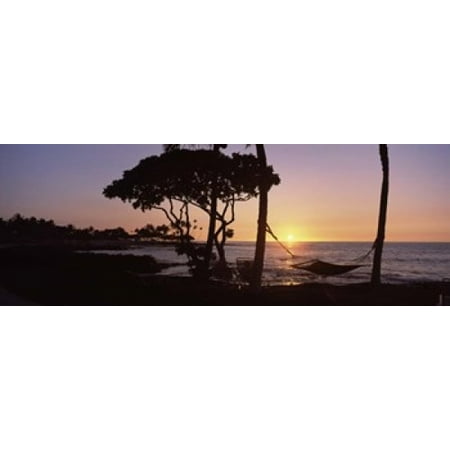 Fairmont Wall Fixture - Hammock on the Beach Fairmont Orchid Hawaii Stretched Canvas - Panoramic Images (34 x 12)