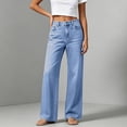 thumbnail image 4 of AherBiu Juniors Jeans for Women Straight Leg Loose Fitted Button Waisted Streetwear Denim Pants with Pockets, 4 of 7