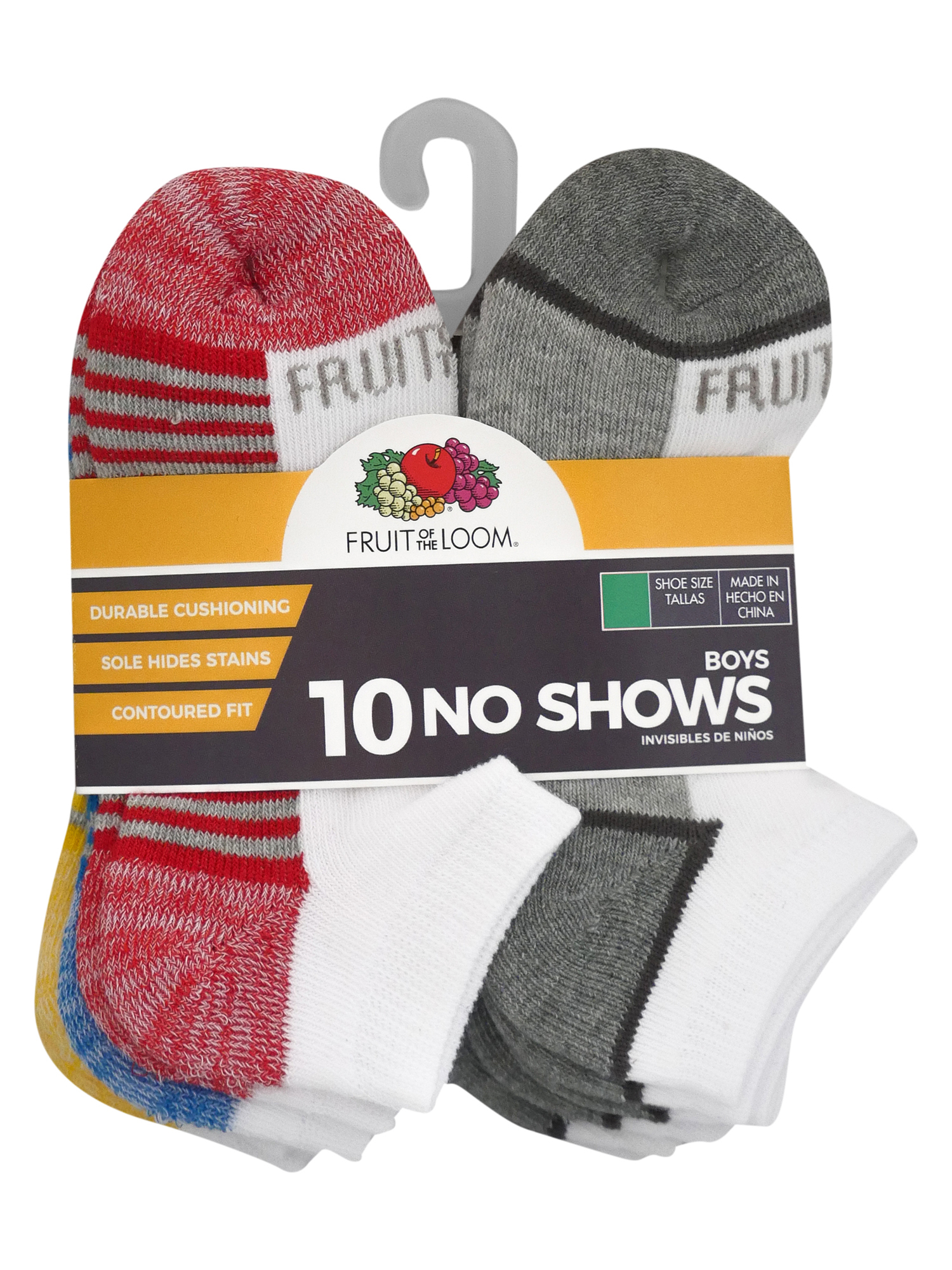 Fruit of the Loom Boys Socks, No Show Zone Cushion 10 Pack Sizes S - L - image 2 of 4