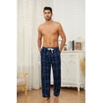 thumbnail image 4 of U2SKIIN Mens Fleece Pajama Pants, Comfy Plaid Lounge PJ Bottoms with Pockets,(Dark-Blue Plaid,S), 4 of 5