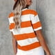 thumbnail image 3 of MKLEKYY Playeras Mujer Algodon Camiseta Informal De Verano Para Mujer, Nueva, Con Estampado De Rayas Y Borde Europeo Y Americano, De Manga Corta Y Cuello Redondo Talla XL, 3 of 3