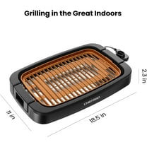 Smokeless Indoor Electric Grill - Copper, Extra Large, Nonstick Table Top Grill for Indoor Grilling and BBQ with Adjustable Temperature Control