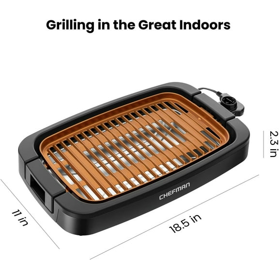 Smokeless Indoor Electric Grill - Copper, Extra Large, Nonstick Table Top Grill for Indoor Grilling and BBQ with Adjustable Temperature Control