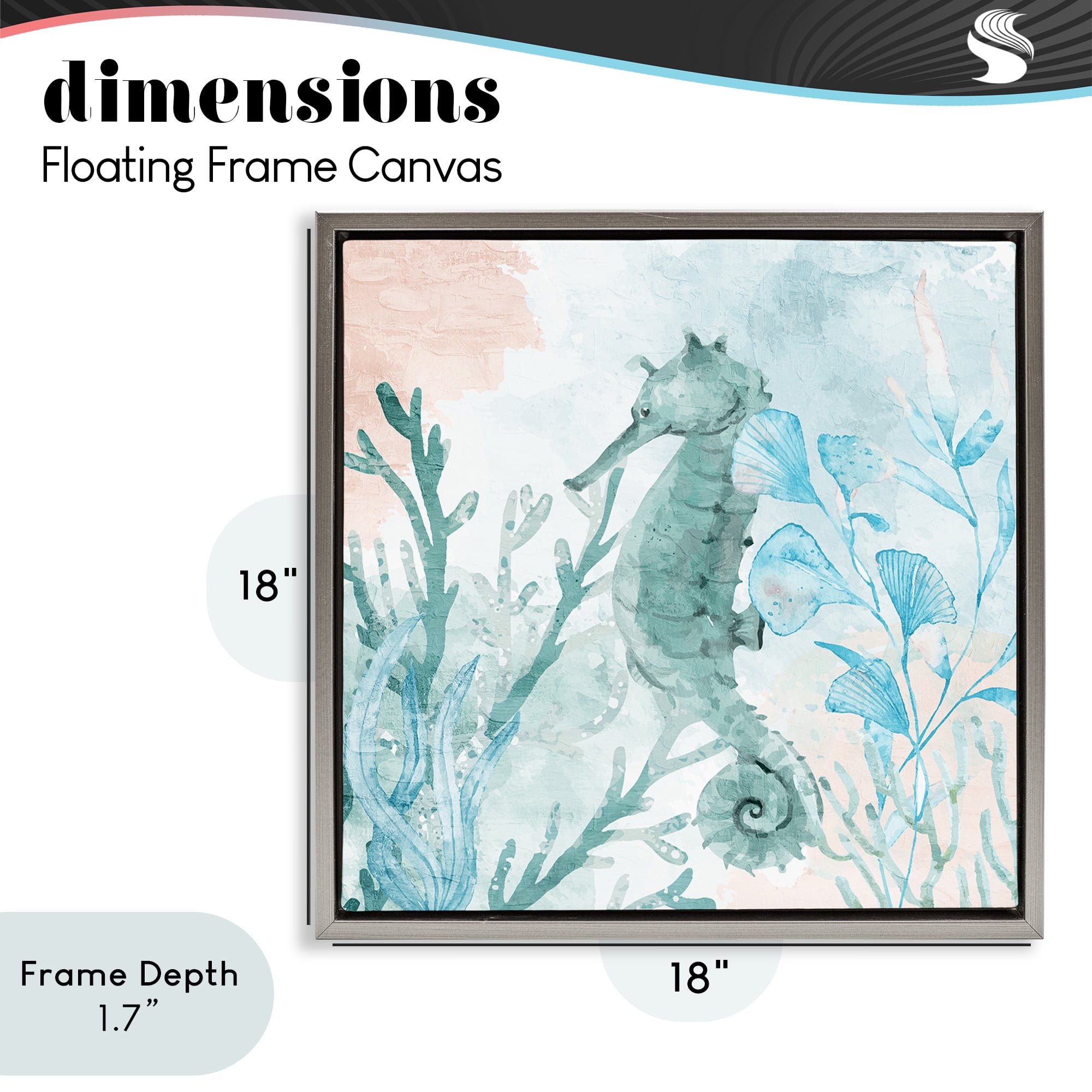 Stupell Industries Seahorse Sea Swim Gray Framed Floater Canvas Wall Art, design by Kim Allen