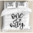 thumbnail image 1 of One and Only Saying Duvet Cover Set King Size, Calligraphy in Bold Pencil Strokes Plain but Effective Saying, Decorative 3 Piece Bedding Set with 2 Pillow Shams, Charcoal Grey White, by Ambesonne, 1 of 3